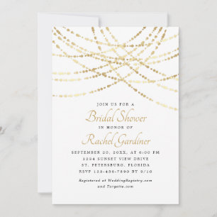 Invitación String Lights Gold Elegant Bridal Shower