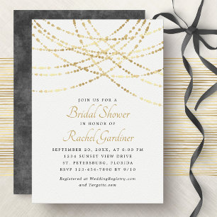 Invitación String Lights Gold Elegant Bridal Shower
