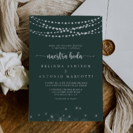Invitación String Lights Green Nuestra Boda Boda