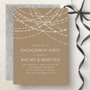 Invitación String Lights Kraft Engagement Party