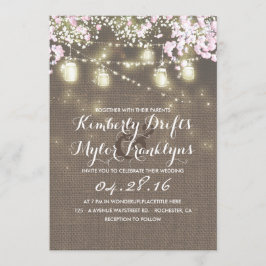 Invitación String Lights Mason Jars Rustic Burlap Boda