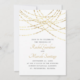 Invitación String Luces Boda elegante de oro
