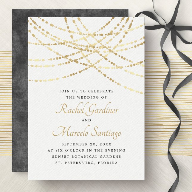 Invitación String Luces Boda elegante de oro (Subido por el creador)