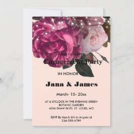 Invitación String Luces Burgundy Flowers Engagement