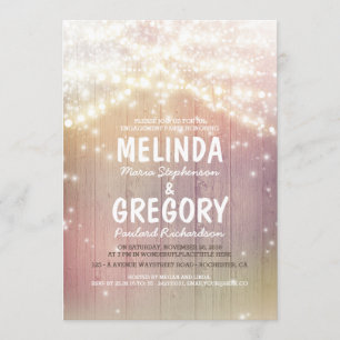 Invitación String Luces Pastel Rustic Barn Engagement Party