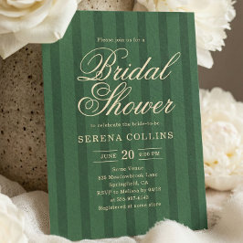 Invitación Stripe Vintage Green Bridal Shower