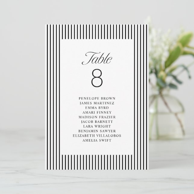Invitación Striped Elegance Class Wedding Seating Charts (Anverso de pie)