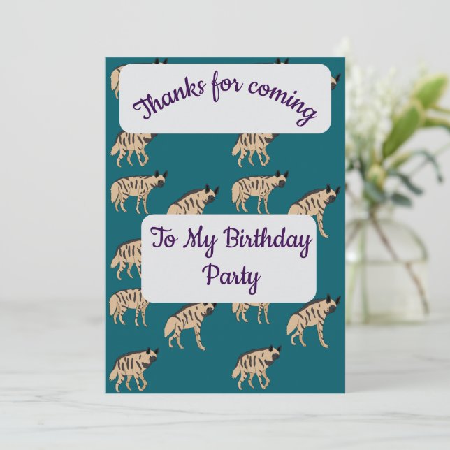 Invitación Striped Hyenas Thank you Card (Anverso de pie)