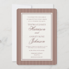 Invitación Striped Mocha Brown Espresso Martini Wedding