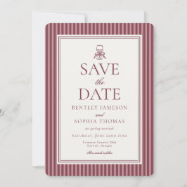 Invitación Striped Mocha Brown Espresso Save the Date