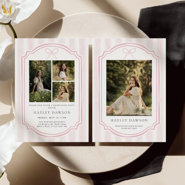 Invitación Striped Photo Graduation Party Invite Announcement (Subido por el creador)