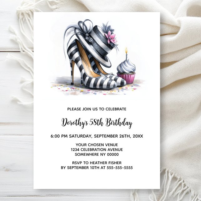 Invitación Striped Stiletto Shoes Birthday Party (Subido por el creador)