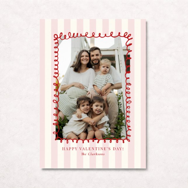 Invitación Striped Whimsical Red Frame Valentine’s Day CARD (Subido por el creador)