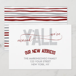 Invitación Stripes Burgundy We Moved Moving Announcement