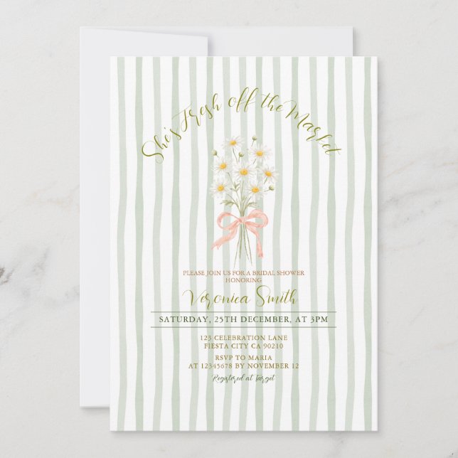 Invitación Stripes Fresh Off The Market Summer Bridal Shower (Anverso)