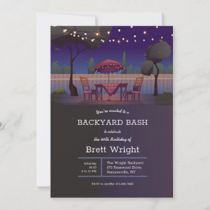 Invitación Strung Lights Backyard Fiesta