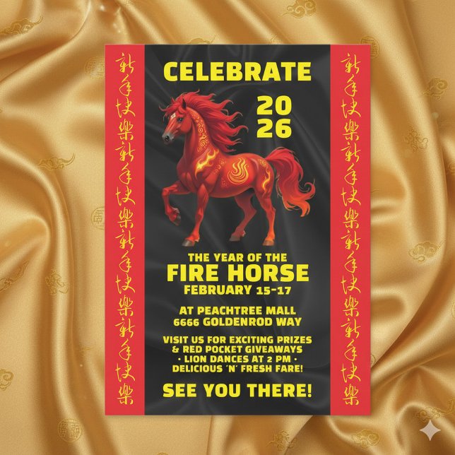 Invitación Stunning Chinese Year of the Fire Horse 2026 (Stunning Chinese New Year of the Fire Horse 2026 Invitation Cover Photo)