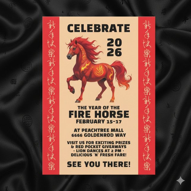 Invitación Stunning Chinese Year of the Fire Horse 2026 (Stunning Chinese Year of the Fire Horse 2026 Invitation Cover Photo)