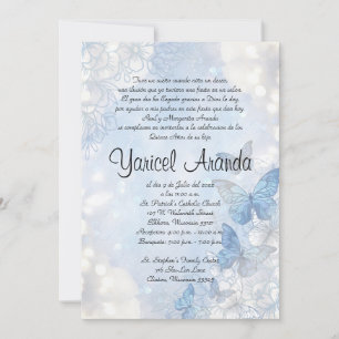 Invitación Style 18 Sky Blue Butterflies
