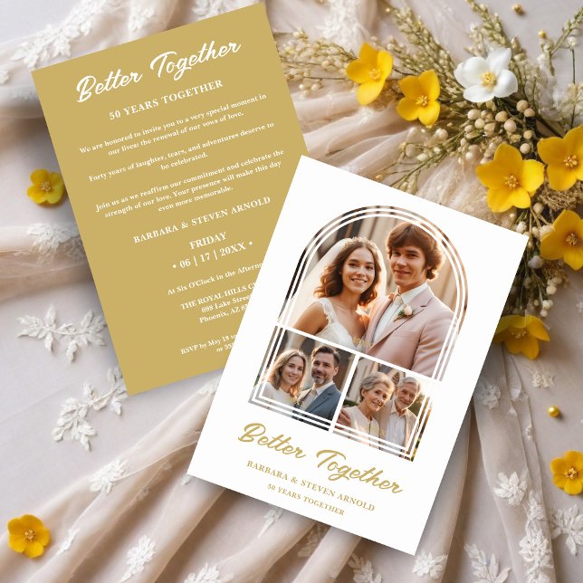 Invitación Stylish Arch 3 Photos Elegant Wedding Anniversary (Stylish Arch 3 Photos Elegant Wedding Anniversary Invitation Card as a Time Life Glamourous.)