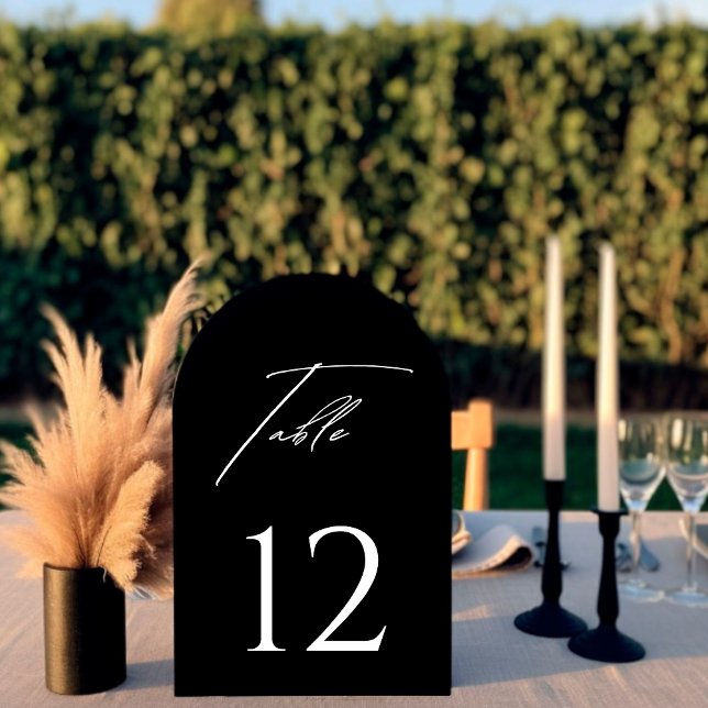 Invitación Stylish Arched Black & White Table Number  (Subido por el creador)