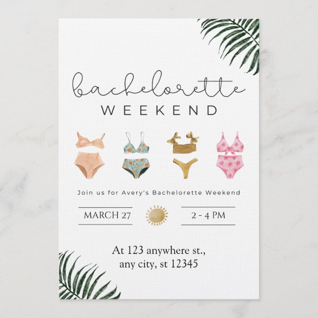 Invitación Stylish Bachelorette Weekend Getaway Invitation  (Anverso)
