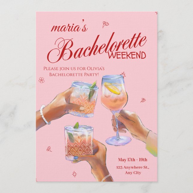 Invitación Stylish Bachelorette Weekend Invitation for Bride (Anverso)