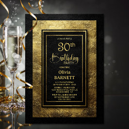 Invitación Stylish Black Gold 30th Birthday Party