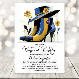 Invitación Stylish Boots and Bubbly Bridal Shower