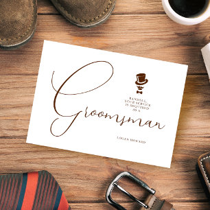 Invitación Stylish Brown Groomsman Wedding Simple Proposal