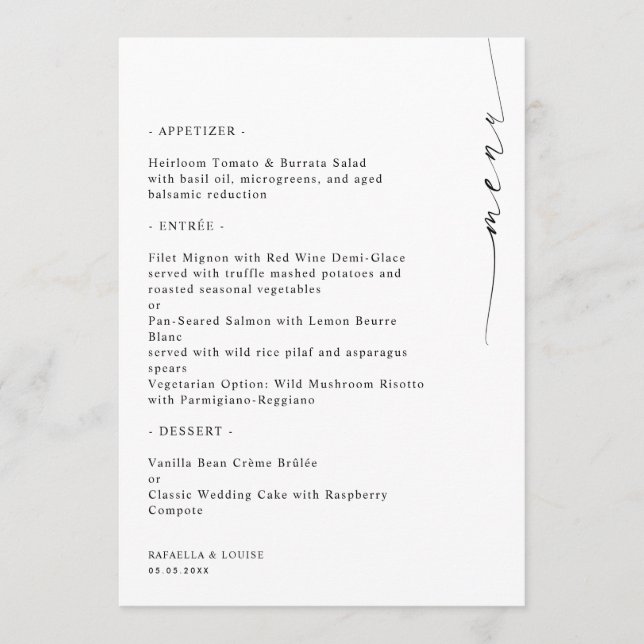 Invitación Stylish Engagement Wedding or Bridal Shower Menu (Anverso)