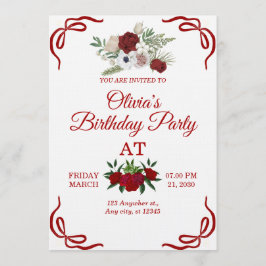 Invitación Stylish Floral Birthday Invitation Card