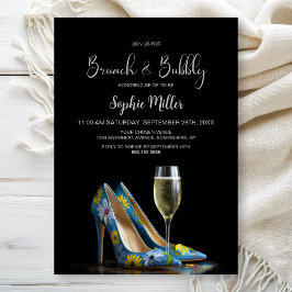 Invitación Stylish Floral Stiletto Shoes Brunch and Bubbly