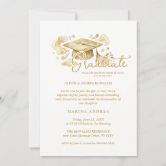 Invitación Stylish Graduate Cap in Beige Tones Graduation 