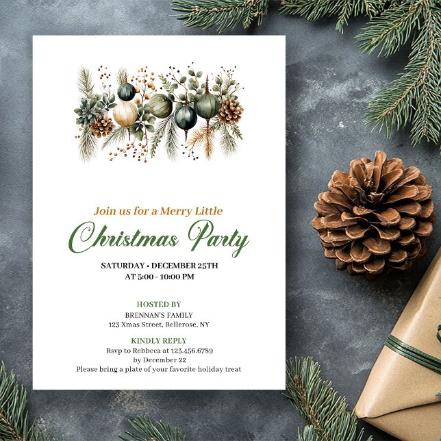 Invitación Stylish Green And Gold Christmas Tree Celebration (Stylish Green And Gold Christmas Tree Celebration)