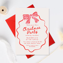 Invitación Stylish Hand Drawn Holiday Bow Christmas Party