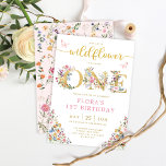 Invitación Stylish Little Wildflower Garden Girl 1st Birthday<br><div class="desc">This elegant design features cheerful watercolor wildflowers mixed with lush greenery foliage. Personalize the invite with your details and if you want to further re-arrange the style and placement of the text,  please press the "Click to customize further" button.</div>