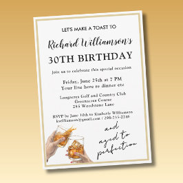 Invitación Stylish Modern Black & Gold 30th Birthday Party