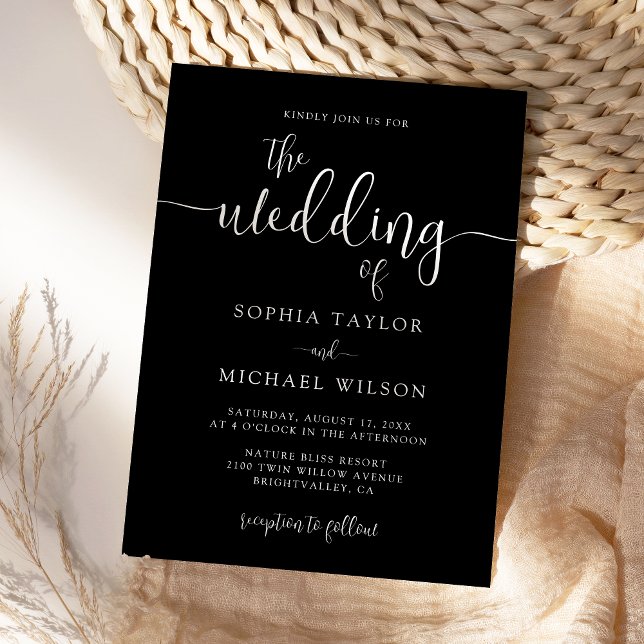 Invitación Stylish Modern Calligraphy Black Wedding (Subido por el creador)