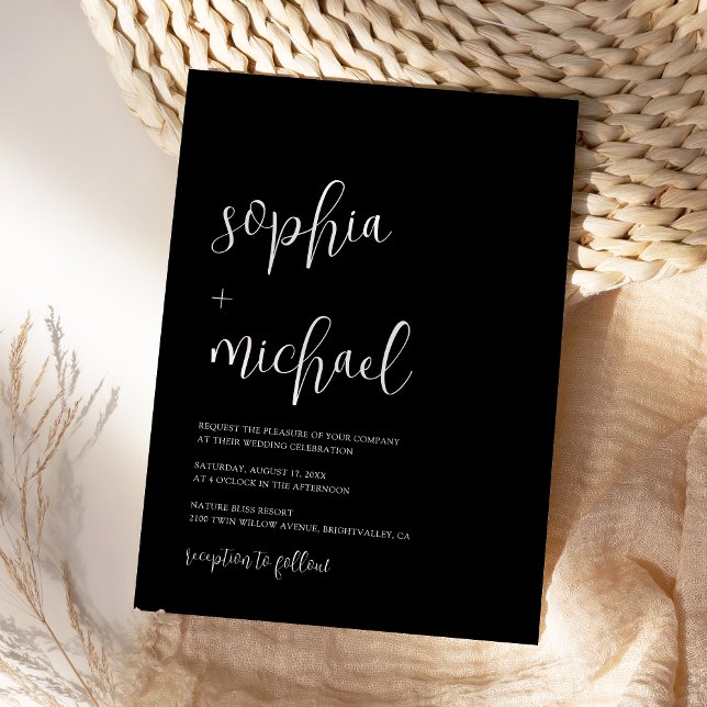 Invitación Stylish Modern Calligraphy Black Wedding (Subido por el creador)