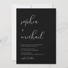 Invitación Stylish Modern Script Black And White Wedding