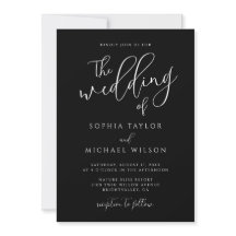 Stylish Modern Script Black And White Wedding