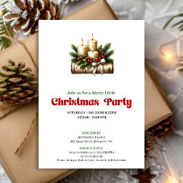 Invitación Stylish Pine Wreath Christmas Candles Invite