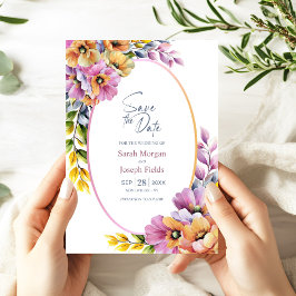 Invitación Stylish Pink and Orange Floral Save the Date