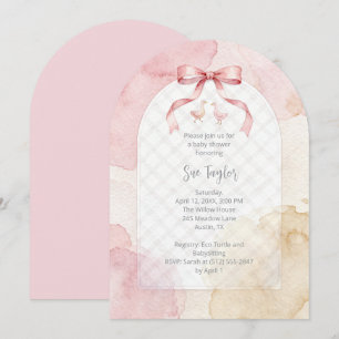 Invitación Stylish Pink Coquette Bow Girl Baby Shower LPM26