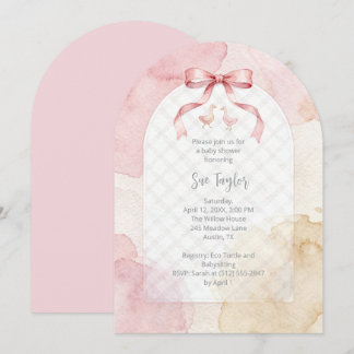Invitación Stylish Pink Coquette Bow Girl Baby Shower LPM26