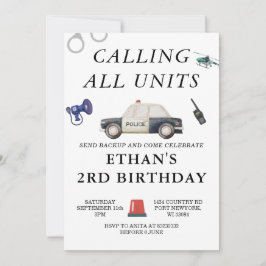 Invitación Stylish Police Kids Birthday