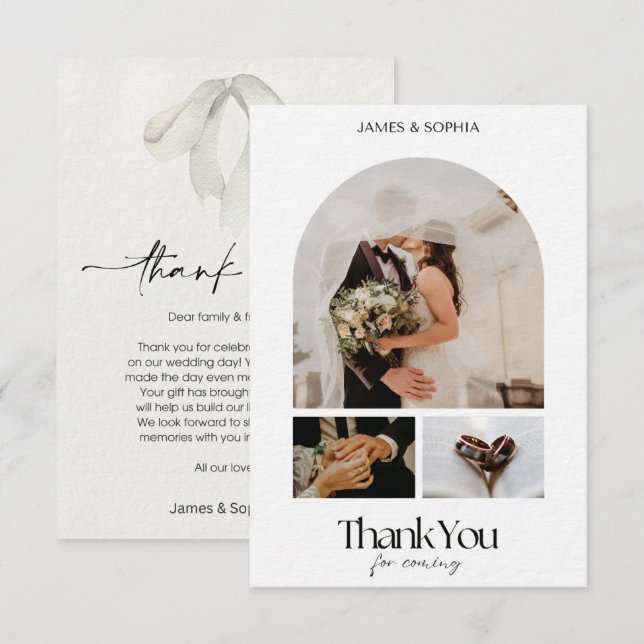 Invitación Stylish Script Love Heart Wedding Gracias Foto  (Anverso / Reverso)