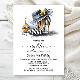 Invitación Stylish Striped High Heel Shoes 18th Birthday