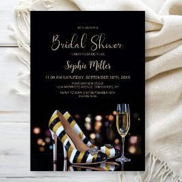 Invitación Stylish Striped High Heel Shoes Bridal Shower